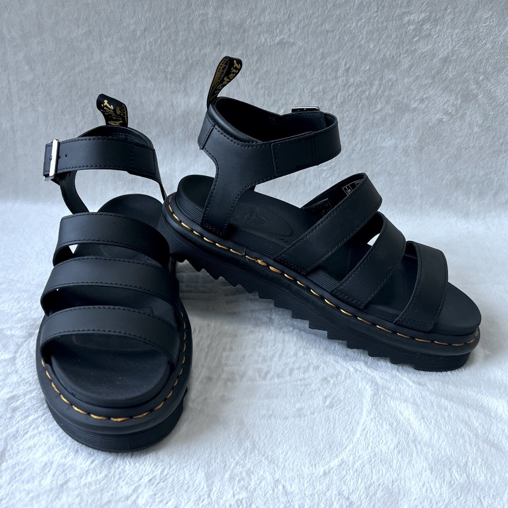 Dr. Martens Blaire Black Hydro Leather Strap Sandals US Women's 10 - Picture 6 of 7